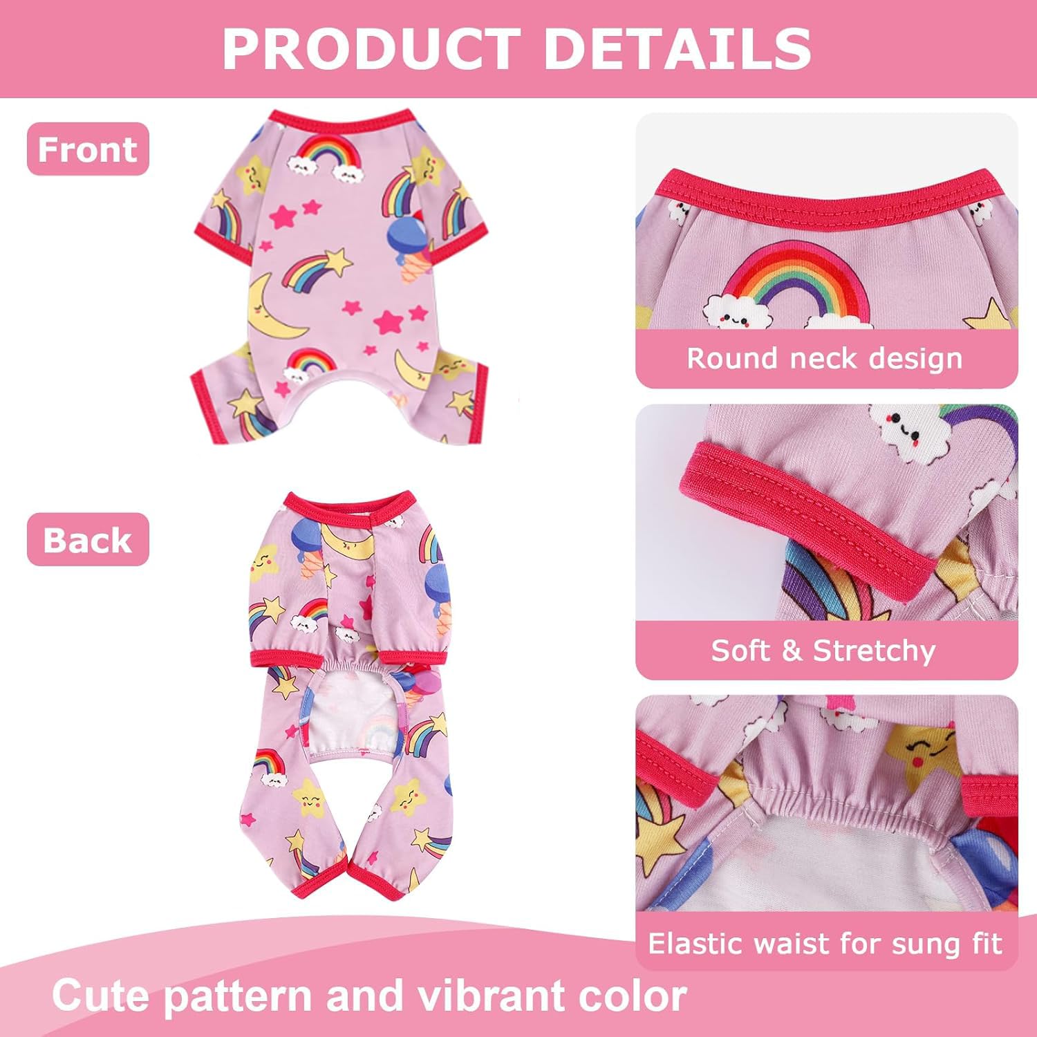 Dog Pajamas Pjs Spring Summer Dog Clothes for Small Dogs Girl - Female - Medium Size Dogs, Soft Stretchy Puppy Clothes Doggie On